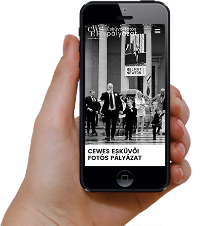 CEWES Esküvői fotóspályázat weboldala mobilon